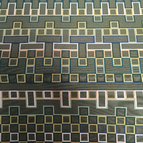 Momentum Borders Willow Geometric Green Upholstery Fabric