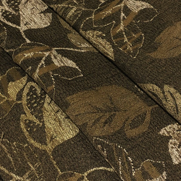 Burren Camel Leaves Brown Upholstery Fabric