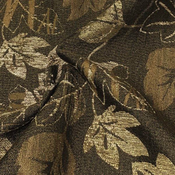 Burren Camel Leaves Brown Upholstery Fabric