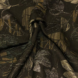 Burren Charcoal Leaves Brown Upholstery Fabric
