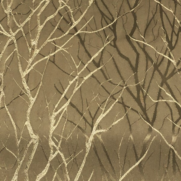 Campus Grove Taupe Branch Design Brown Drapery Fabric