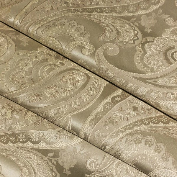 Candytuft Pearl Designer Paisley Ivory Upholstery Fabric