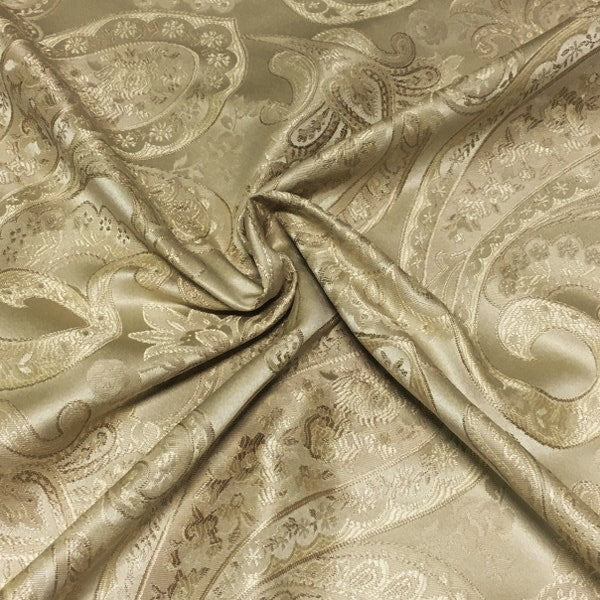 Candytuft Pearl Designer Paisley Ivory Upholstery Fabric