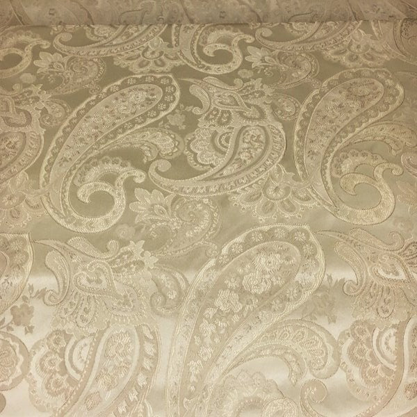 Candytuft Pearl Designer Paisley Ivory Upholstery Fabric