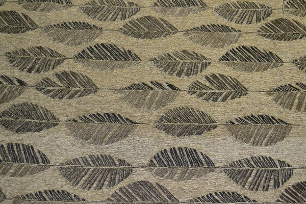 Forester  Graphite Feather Leaf Beige Upholstery Fabric
