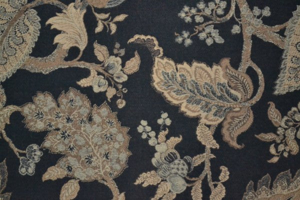 Fairlawn Onyx Paisley Design Teal Upholstery Fabric