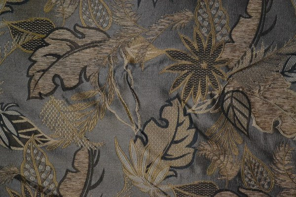 Fiji Classic Raised Leaf Design Brown Upholstery Fabric