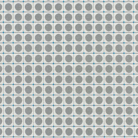 HBF Dot Grid Silver and Aqua Upholstery Fabric