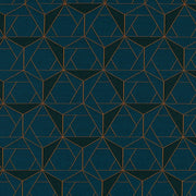 Remnant of HBF Folded Lines Indigo and Orange Upholstery Fabric