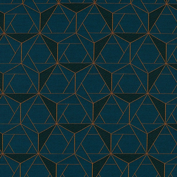 Remnant of HBF Folded Lines Indigo and Orange Upholstery Fabric