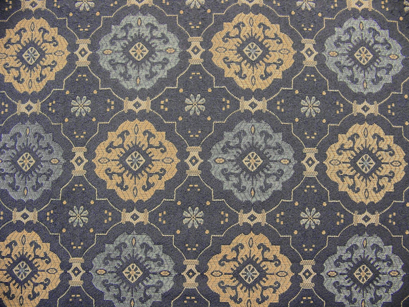 Guaranteed Blue Floral Medallion Upholstery Fabric
