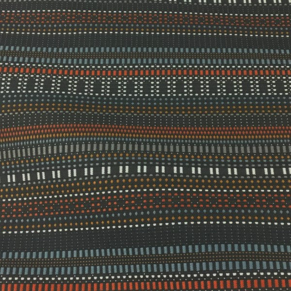 Momentum Beep Steel Colorful Checked Stripe Grey Upholstery Fabric