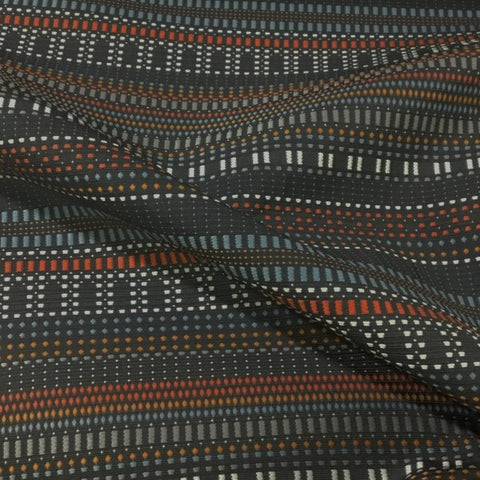 Momentum Beep Steel Colorful Checked Stripe Grey Upholstery Fabric