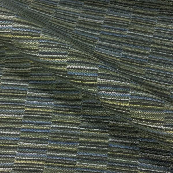 Momentum LineUp Fern Staggered Stripe Green Upholstery Fabric