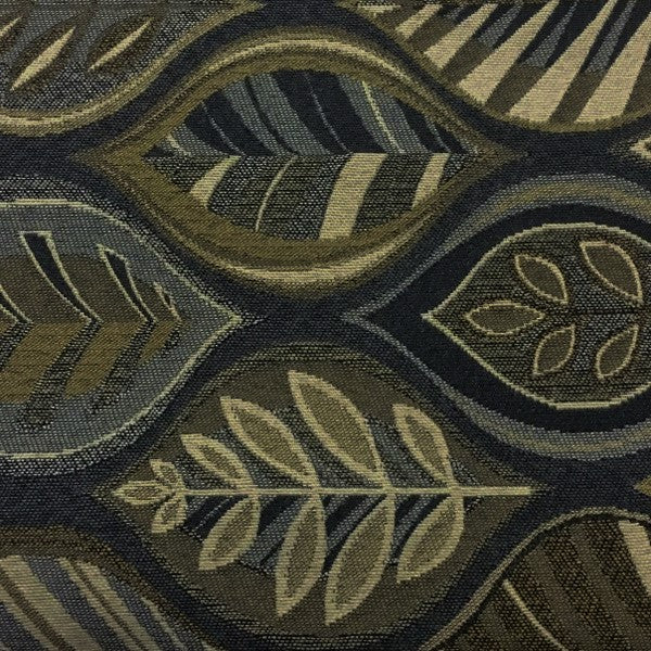 Warbler Titanium Gold Leaf Designed Upholstery Fabric