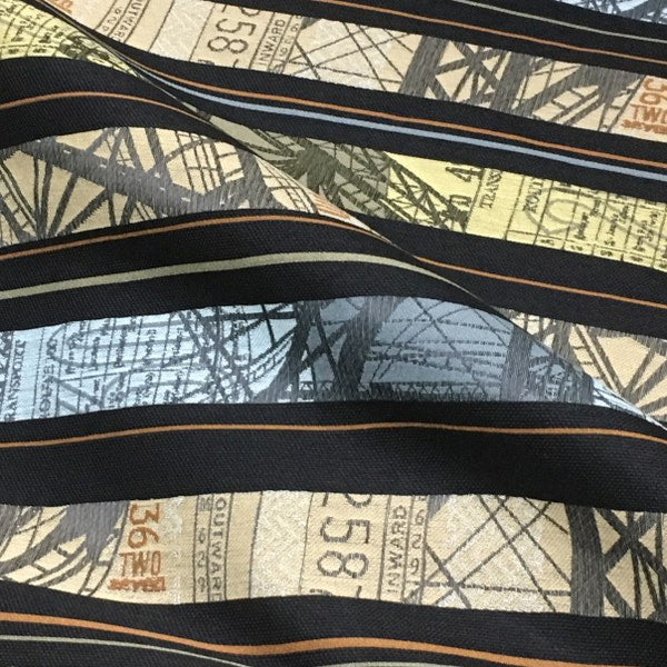 Arc-Com Metro Mineral Colorful Modern Stripe Black Upholstery Fabric