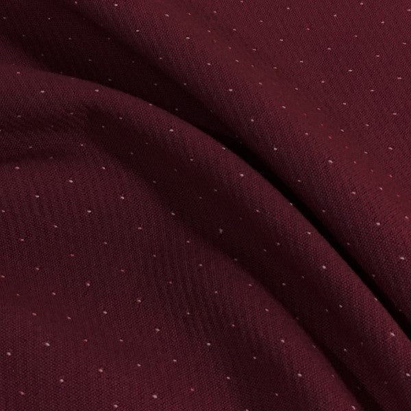 Lantel White Dot Pattern Burgundy Wool Blended Upholstery Fabric