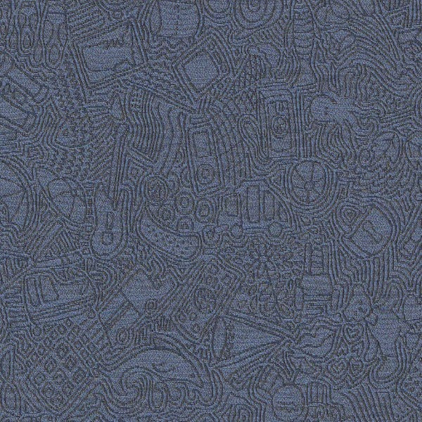 Remnant of CF Stinson I Spy Indigo Upholstery Fabric