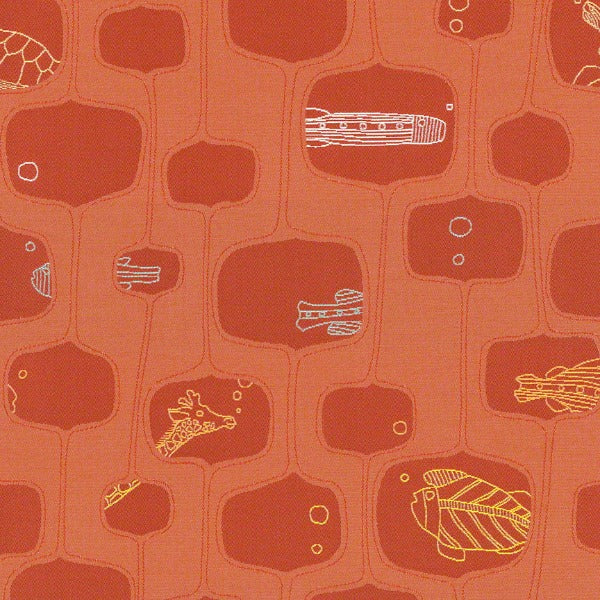 Remnant of CF Stinson Supersillyness Coral Upholstery Fabric