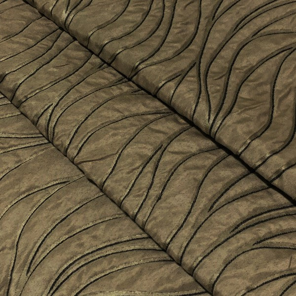 Rovigio Taupe Waves Brown Drapery Fabric