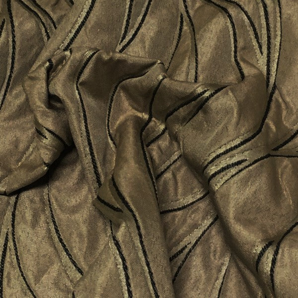 Rovigio Taupe Waves Brown Drapery Fabric