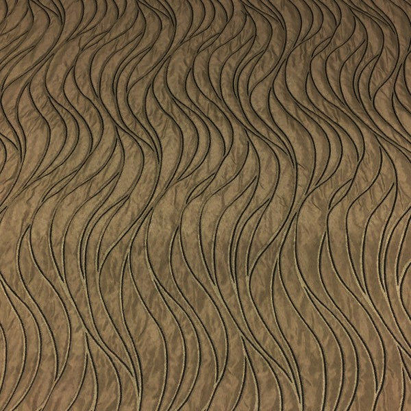 Rovigio Taupe Waves Brown Drapery Fabric