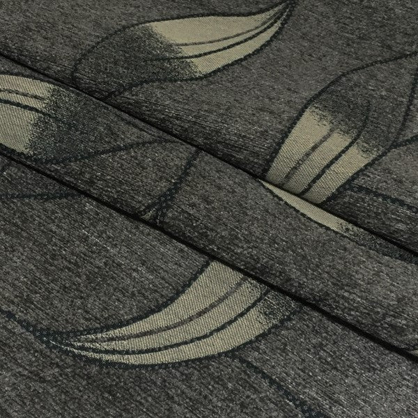 True Textiles Upholstery Fabric Botanical Chenille Wynn Gunmetal Toto Fabrics