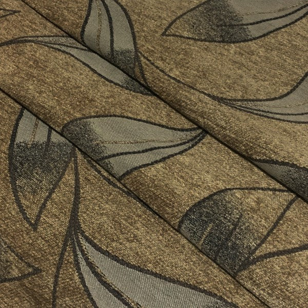 True Textiles Upholstery Fabric Botanical Chenille Wynn Toffee Toto Fabrics
