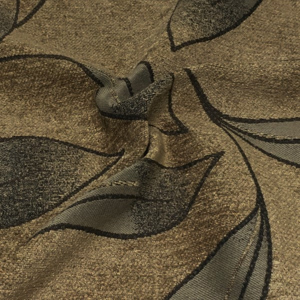 True Textiles Upholstery Fabric Botanical Chenille Wynn Toffee Toto Fabrics