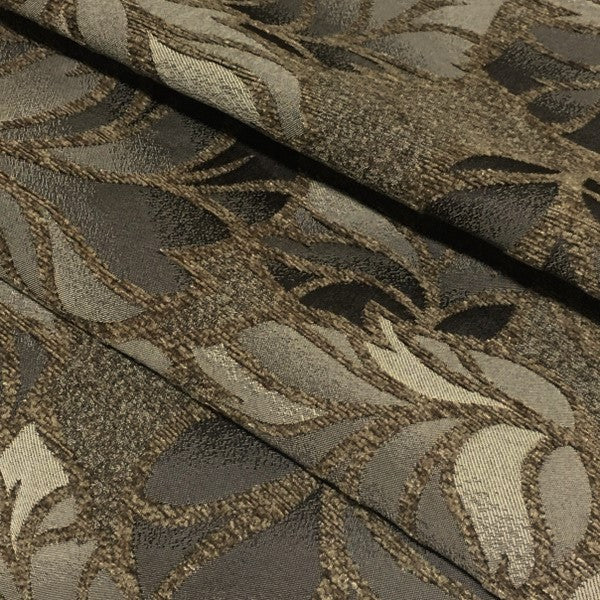 True Textiles Upholstery Fabric Botanical Raised Chenille Rio Taupe Toto Fabrics