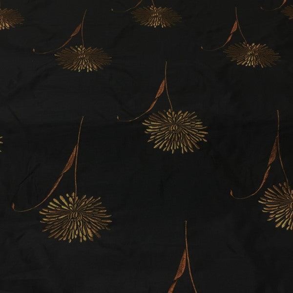 Drapery Fabric Embroidered Dowery Ebony Toto Fabrics