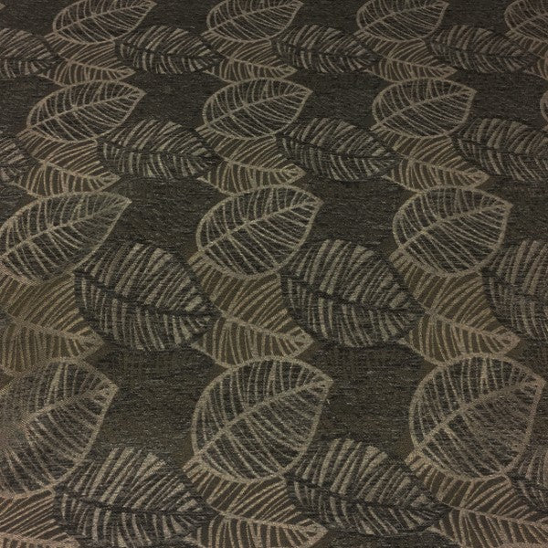 True Textiles Upholstery Fabric Leaf Design Lanyon Graphite Toto Fabrics