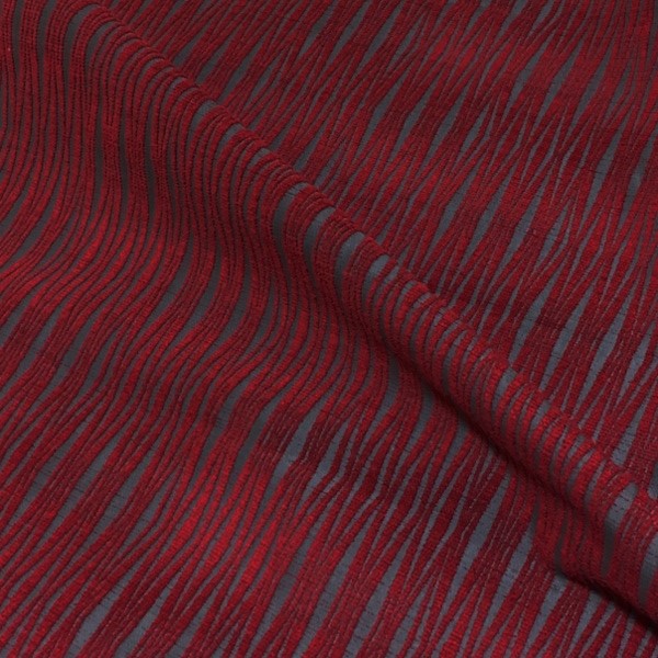 HBF Woodblock Lacquer Red Stripe Red Upholstery Fabric
