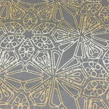 Mayer Visspanna Teak Geometric Floral Gray Upholstery Fabric