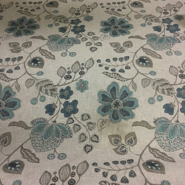 Swavelle Mill Creek Agrove Sky Floral Gray Upholstery Fabric