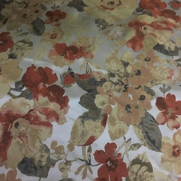 Swavelle Mill Creek Floral Retreat Rosewood Foliage Beige Upholstery Fabric