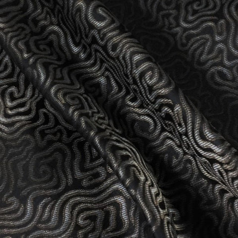 Rovigio Taupe Waves Brown Drapery Fabric