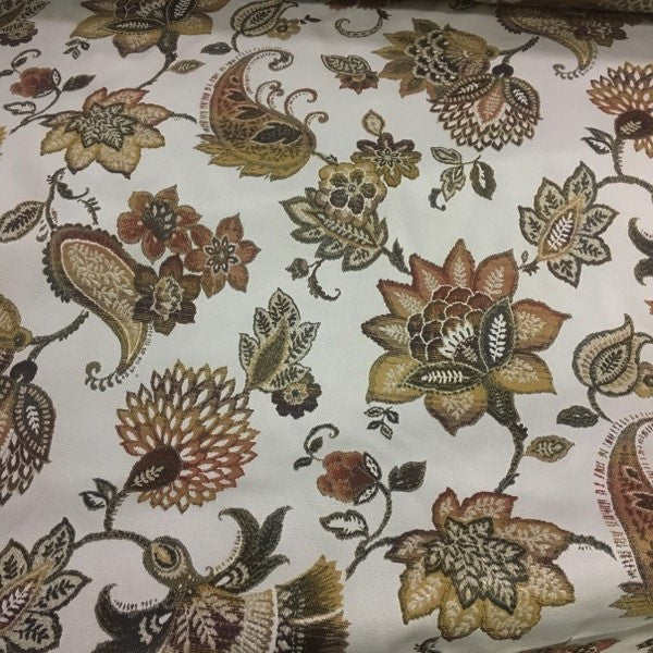 Swavelle Mill Creek Caroline Vino Floral Paisley Beige Upholstery Fabric
