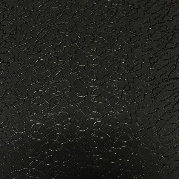 Scribbles Waves Onyx Black Drapery Fabric