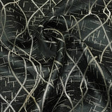 Script Steel Designer Black Drapery Fabric