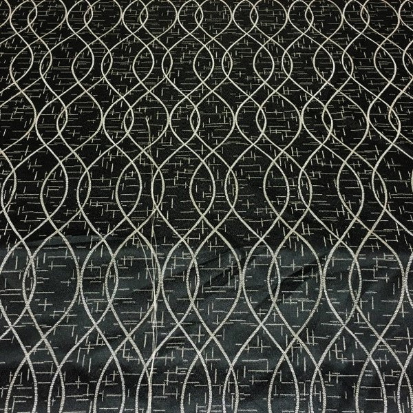 Script Steel Designer Black Drapery Fabric