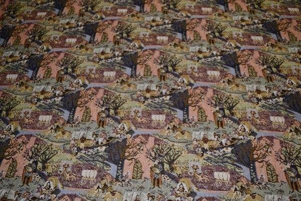 Old Times Country Themed Pink Upholstery Fabric