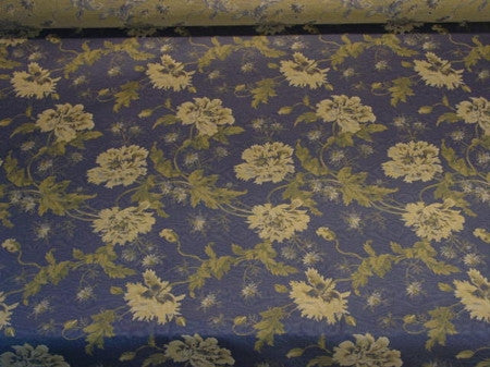 Spring Flower Cobalt Large Floral Pattern Blue Upholstery Fabric