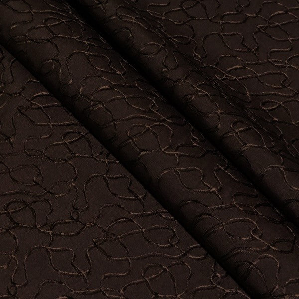 Scribbles Waves Auburn Brown Drapery Fabric