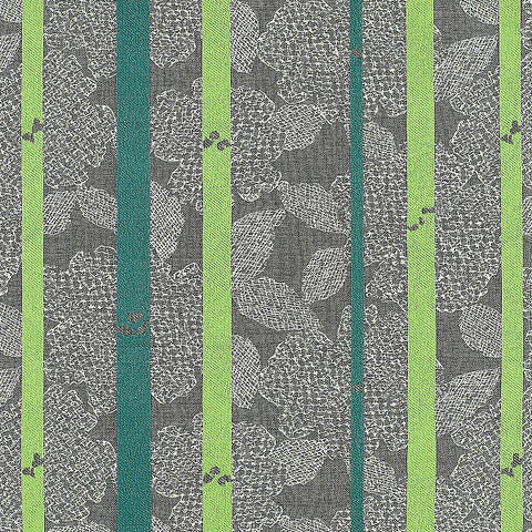 HBF Big Floral Stripe Green on Green Upholstery Fabric