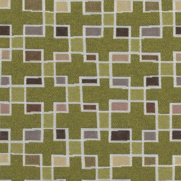 Arc-Com Block Party Grass Colorful Geometric Green Upholstery Fabric