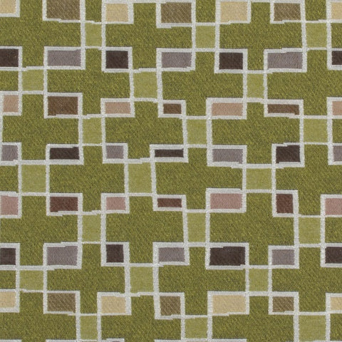Arc-Com Block Party Grass Colorful Geometric Green Upholstery Fabric