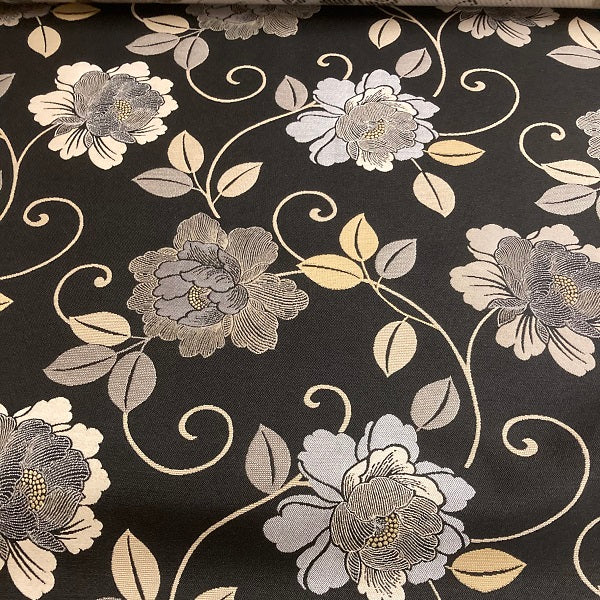 CF Stinson Bloom Jetta Black Sunbrella Upholstery Fabric