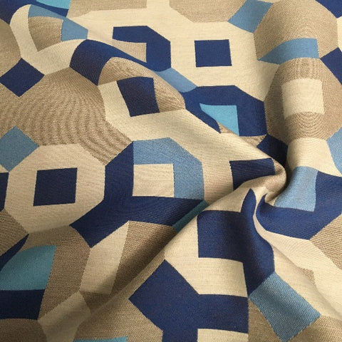Remnant of Carnegie Puzzle 22 Sunbrella Blue Upholstery Fabric