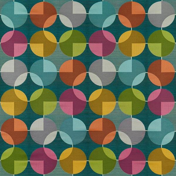 Arc-Com Compass Teal Geometric Design Blue Upholstery Fabric